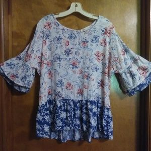 Como Blu peasant top